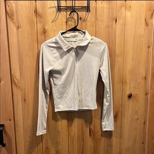 Cloud Dancer Women’s Cream Long Sleeve Zip-Up Top - Medium